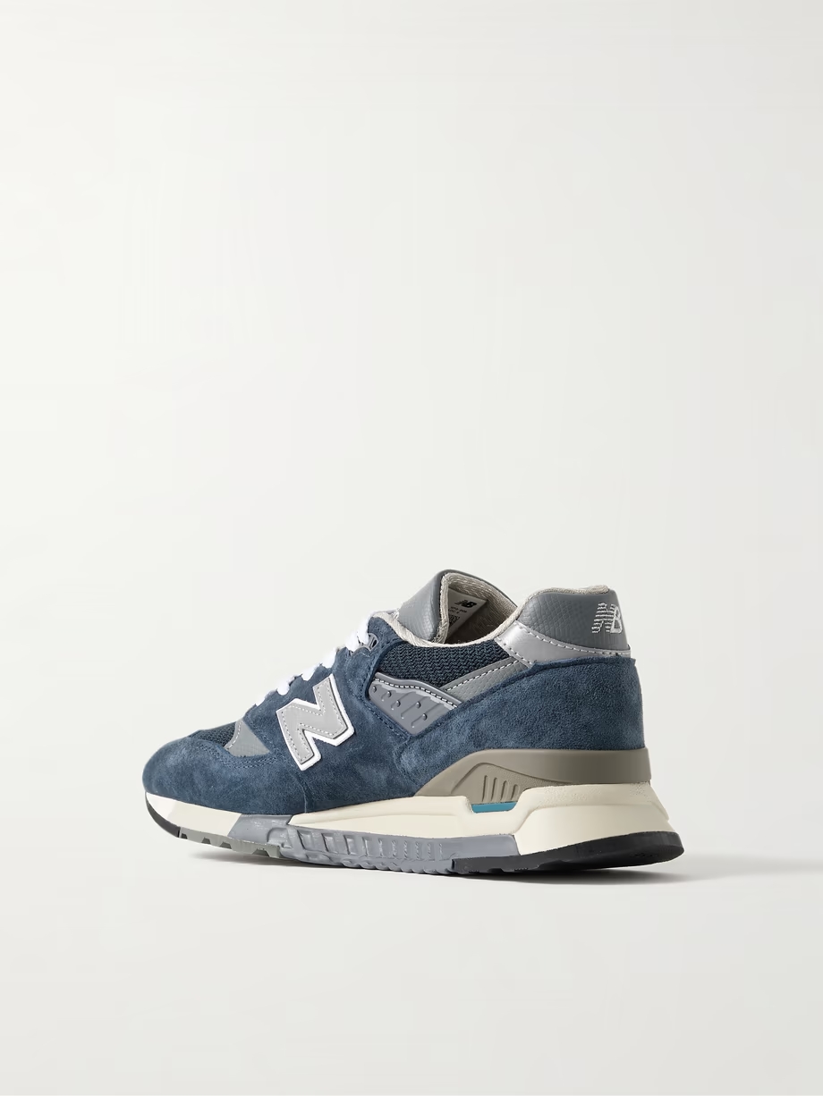 998 Core rubber-trimmed leather, mesh and suede sneakers