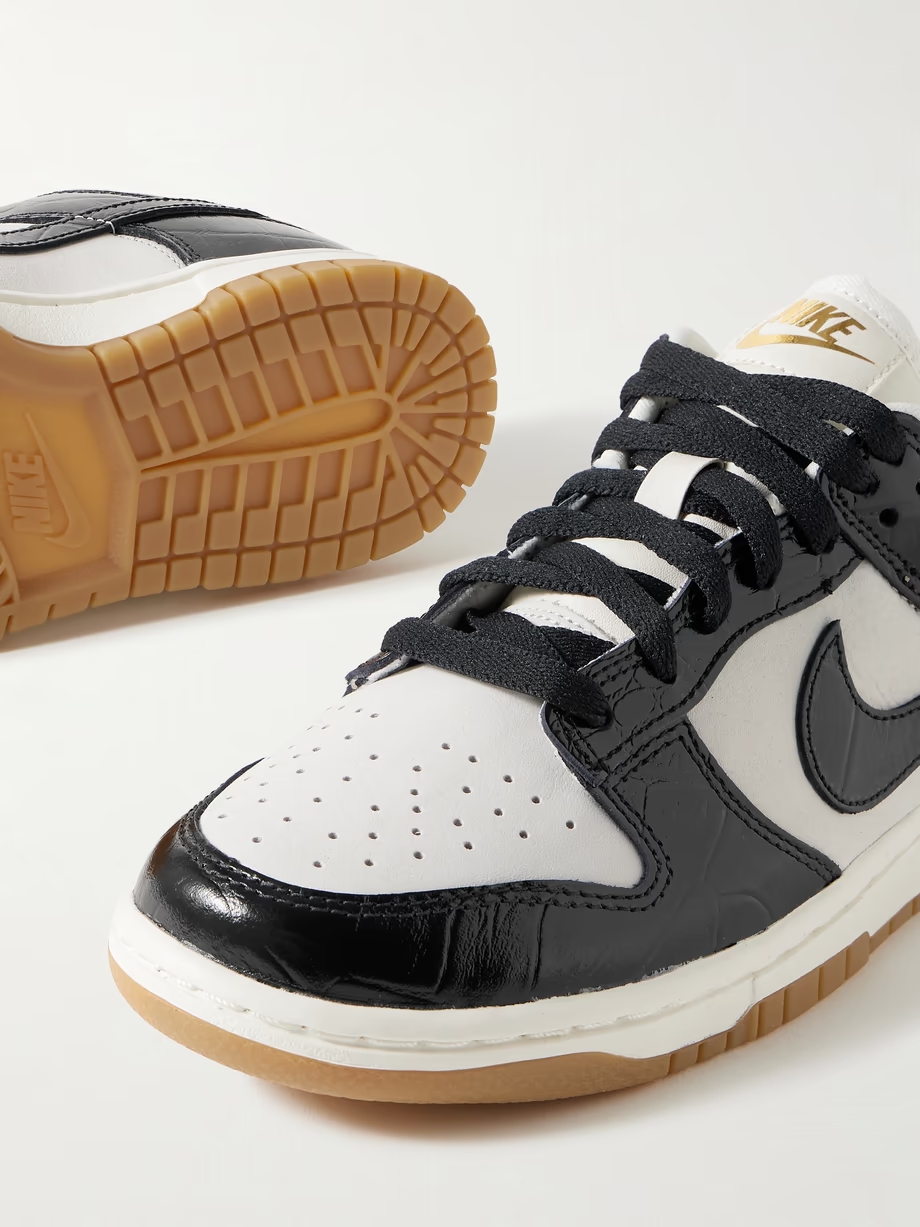 Dunk Low croc-effect leather and suede sneakers