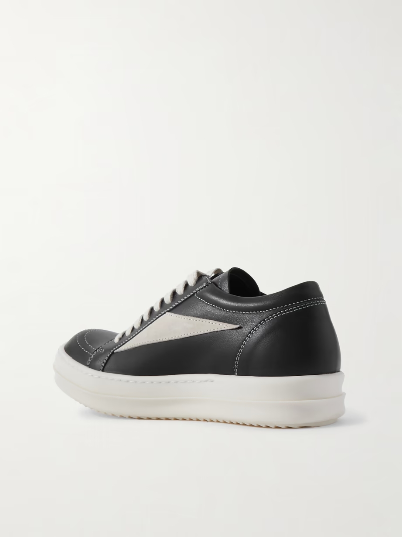 Vintage suede-trimmed leather sneakers