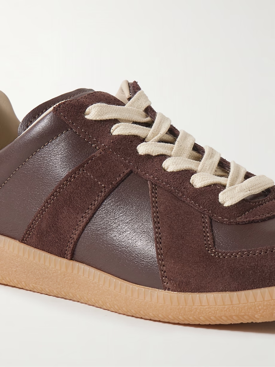 Replica suede and leather sneakers