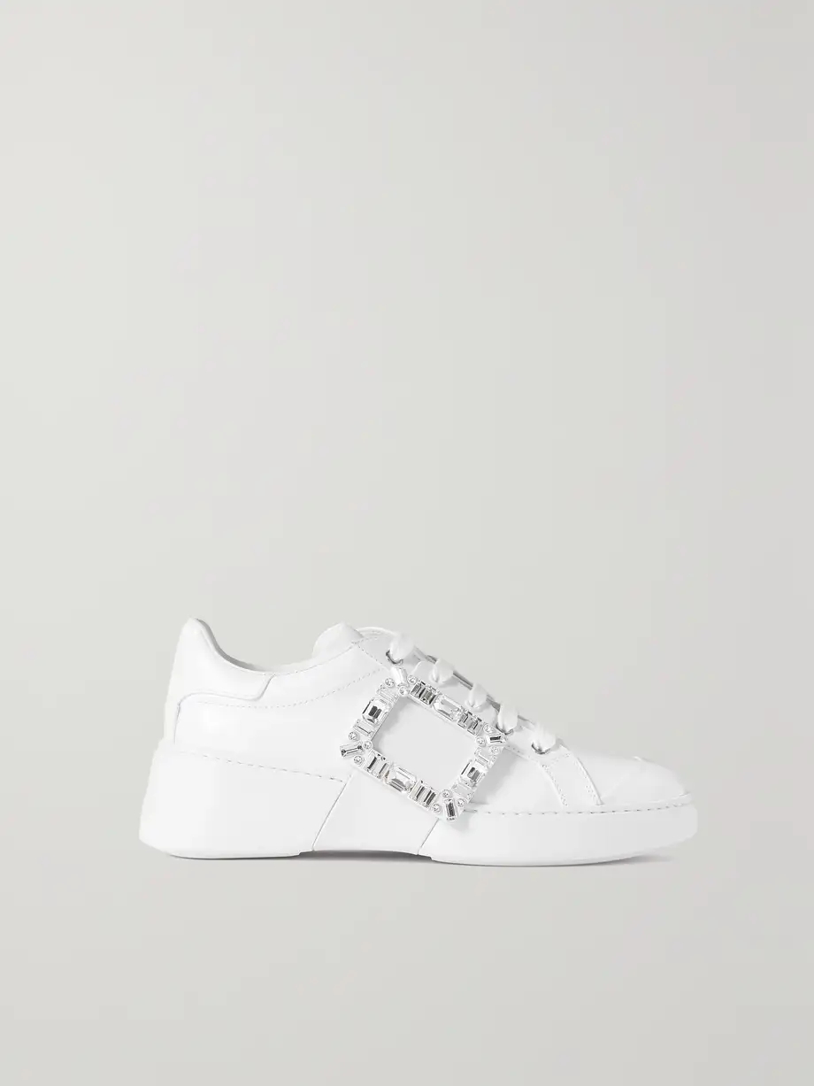 Viv Skate crystal-embellished rubber-trimmed leather sneakers