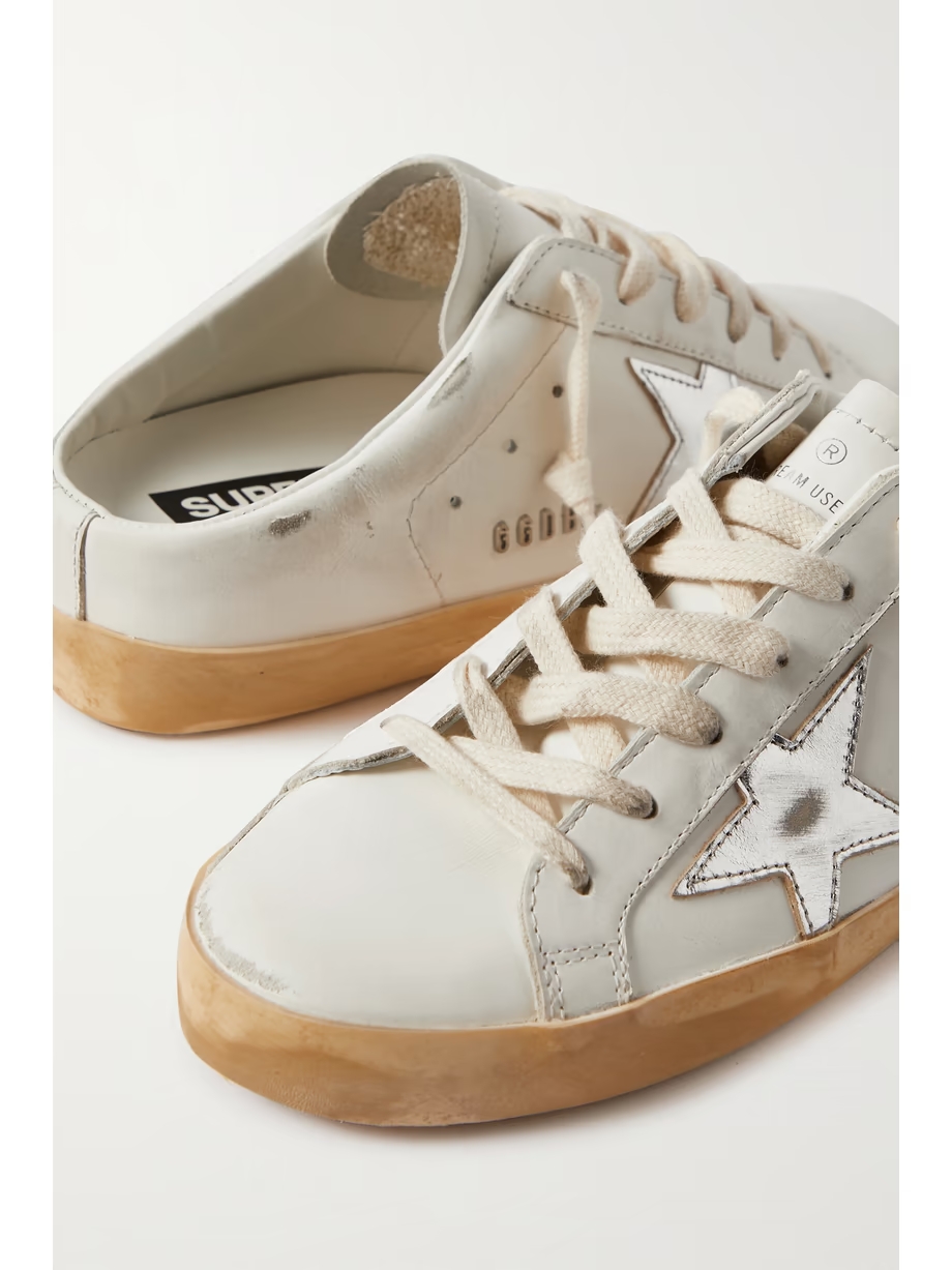 Superstar Sabot distressed leather slip-on sneakers