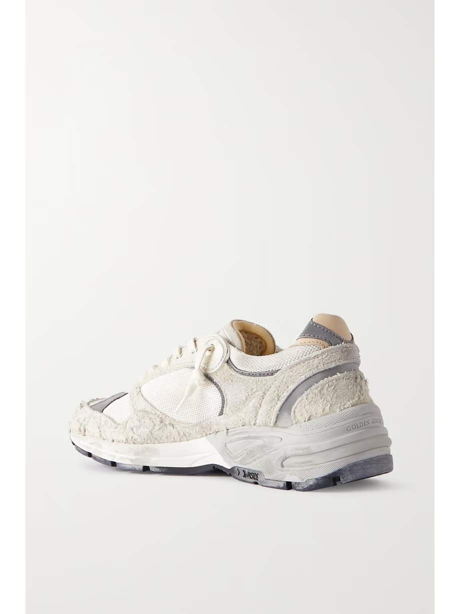 Dad-Star distressed leather-trimmed mesh and suede sneakers