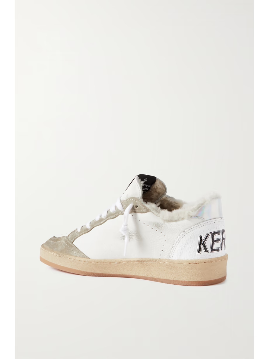 Ball Star shearling-lined distressed suede-trimmed leather sneakers