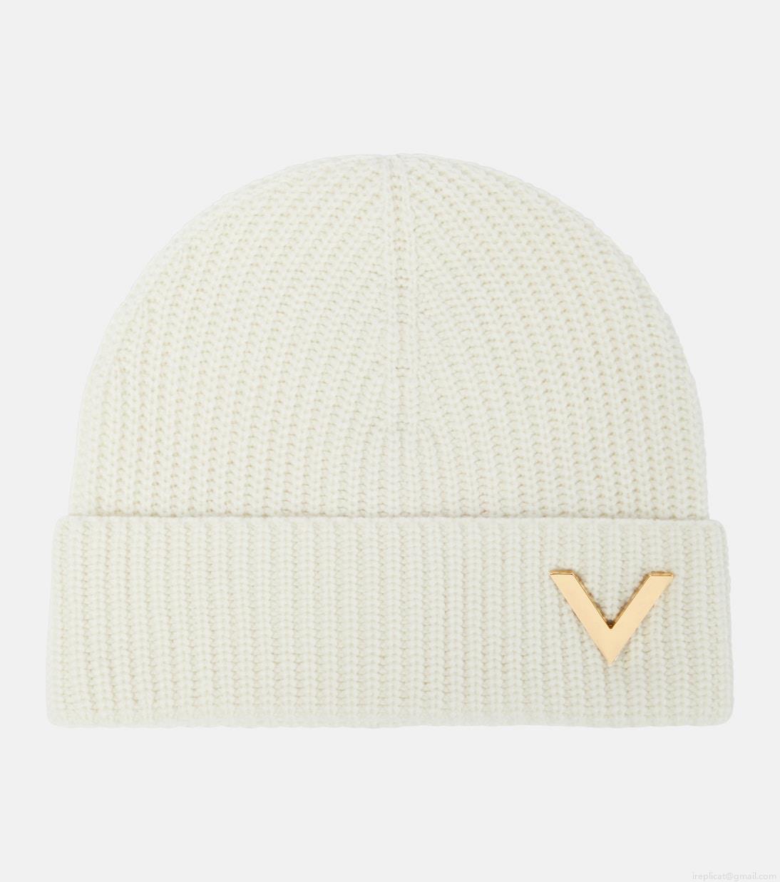 ValentinoRibbed-knit embellished cashmere beanie