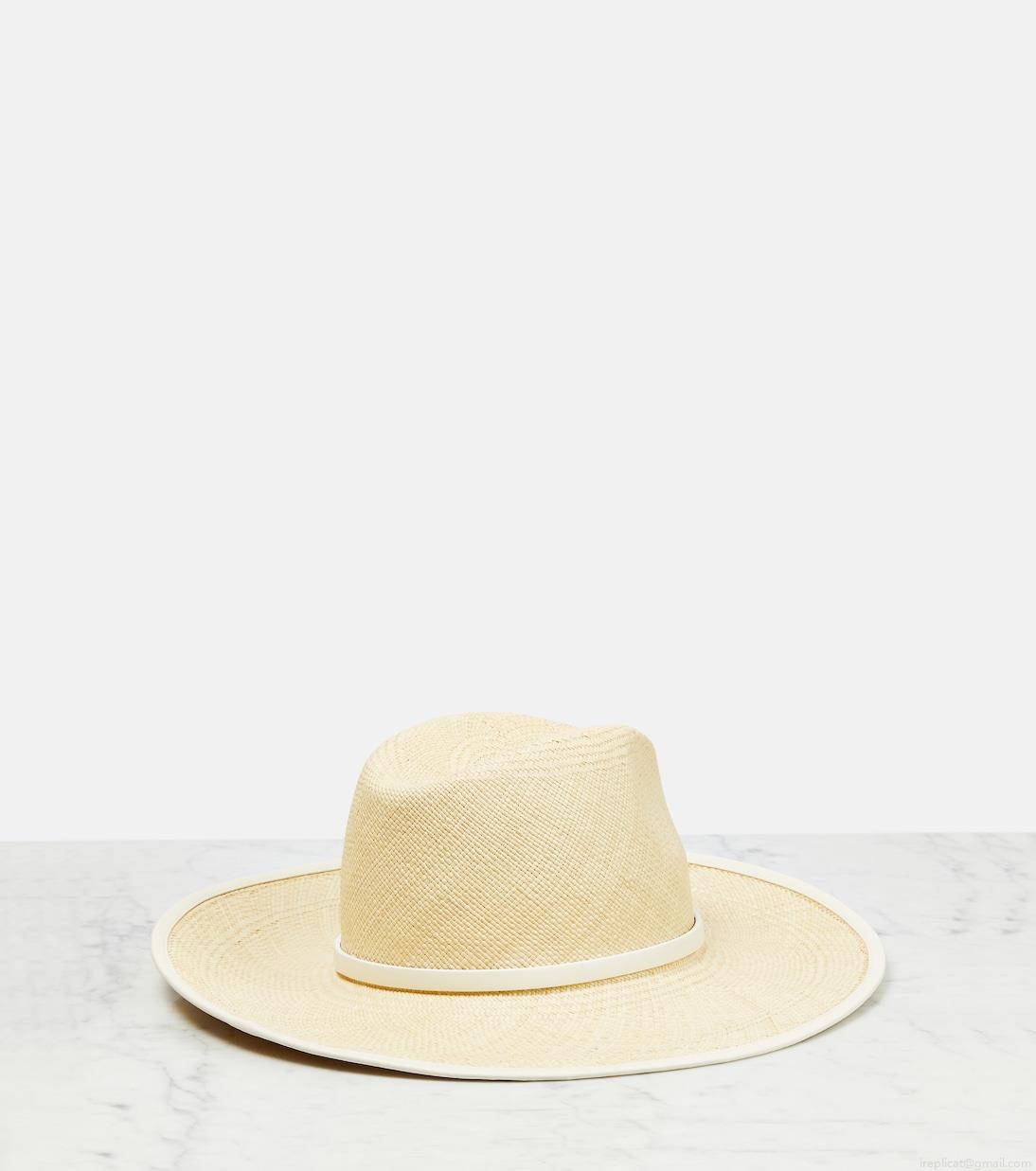 ValentinoVLogo leather-trimmed straw hat