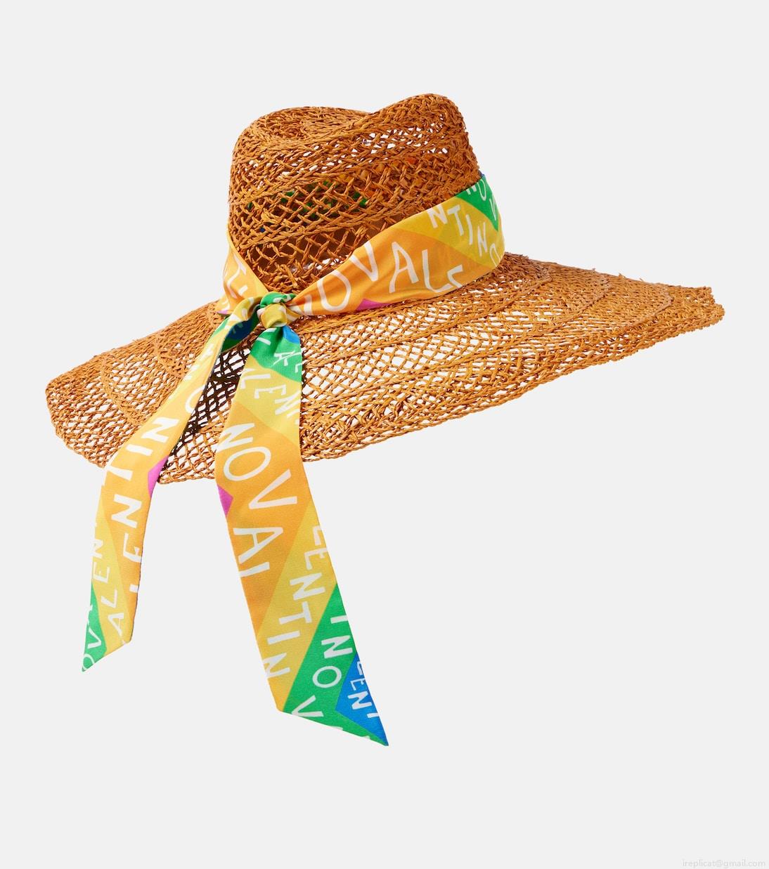 ValentinoValentino Chevron 24 straw sun hat