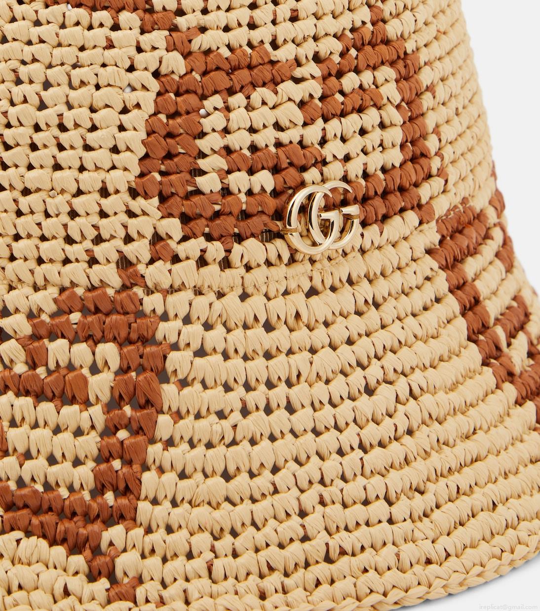 GucciGG raffia-effect cloche hat