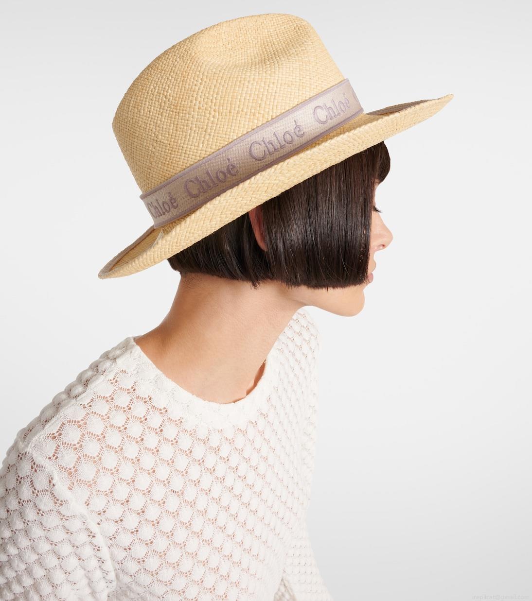 ChloéWoody logo straw Panama hat