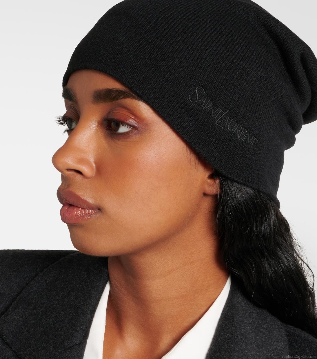 Saint LaurentLogo cashmere beanie