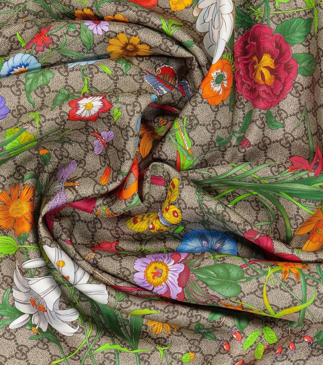 GucciGG Flora silk scarf