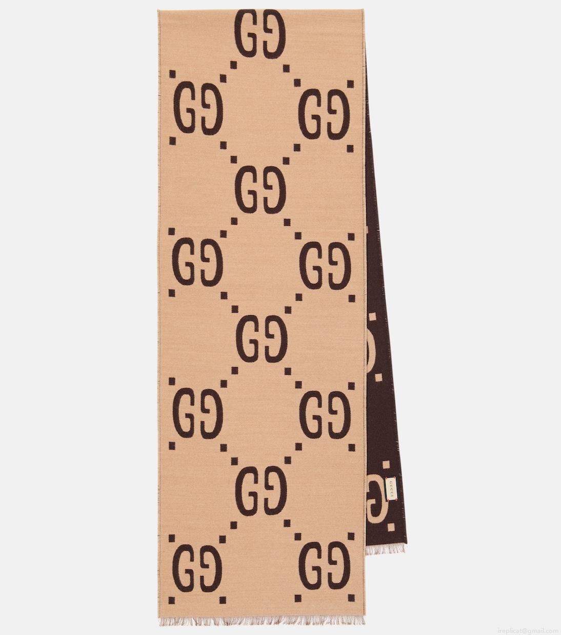 GucciGG jacquard wool and silk scarf