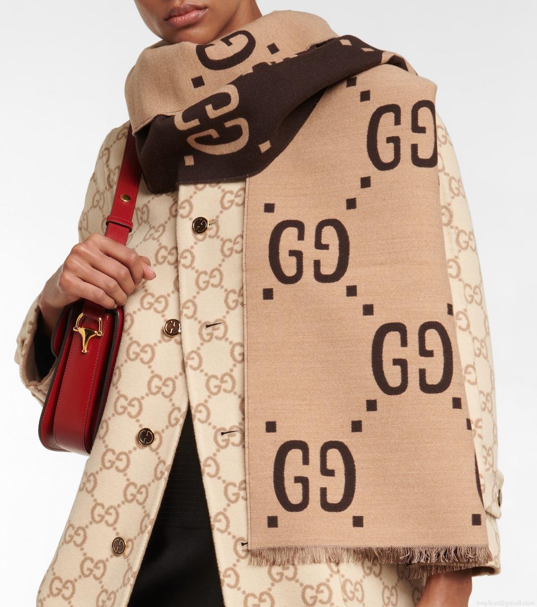 GucciGG jacquard wool and silk scarf