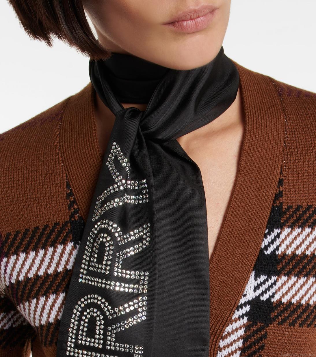 BurberryLogo embellished silk twill scarf