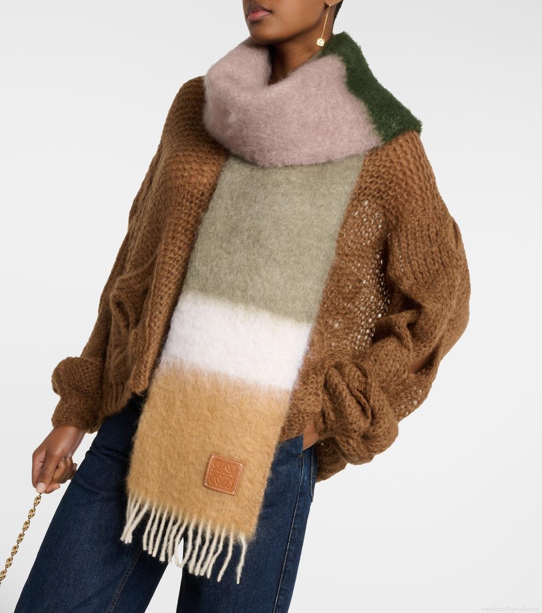 LoeweStriped mohair and wool scarf