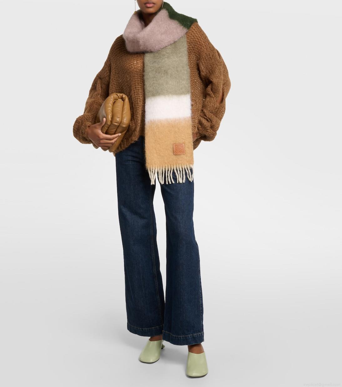 LoeweStriped mohair and wool scarf