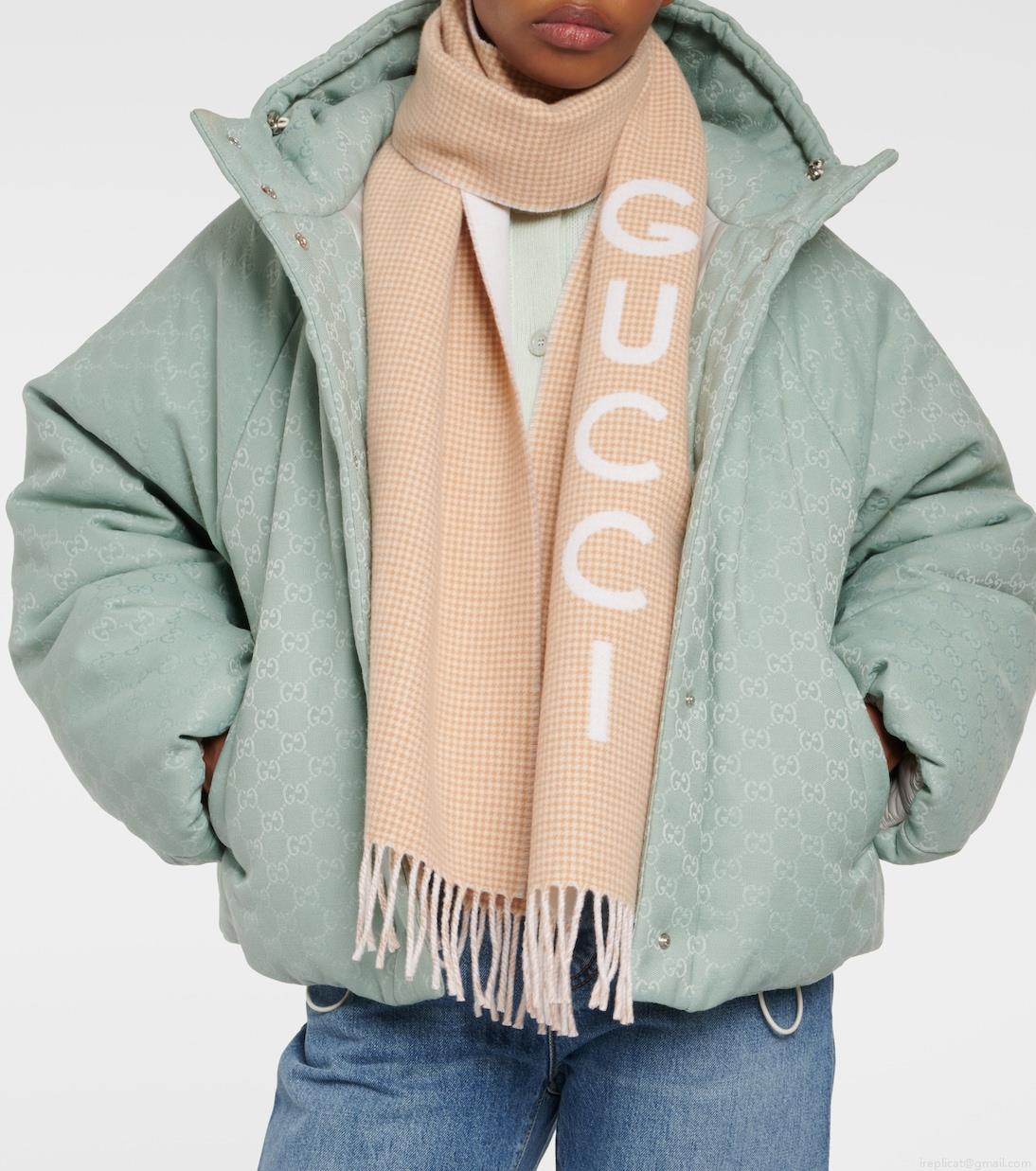 GucciLogo jacquard wool and cashmere scarf