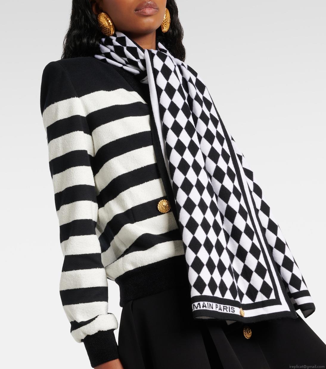 BalmainWool jacquard scarf