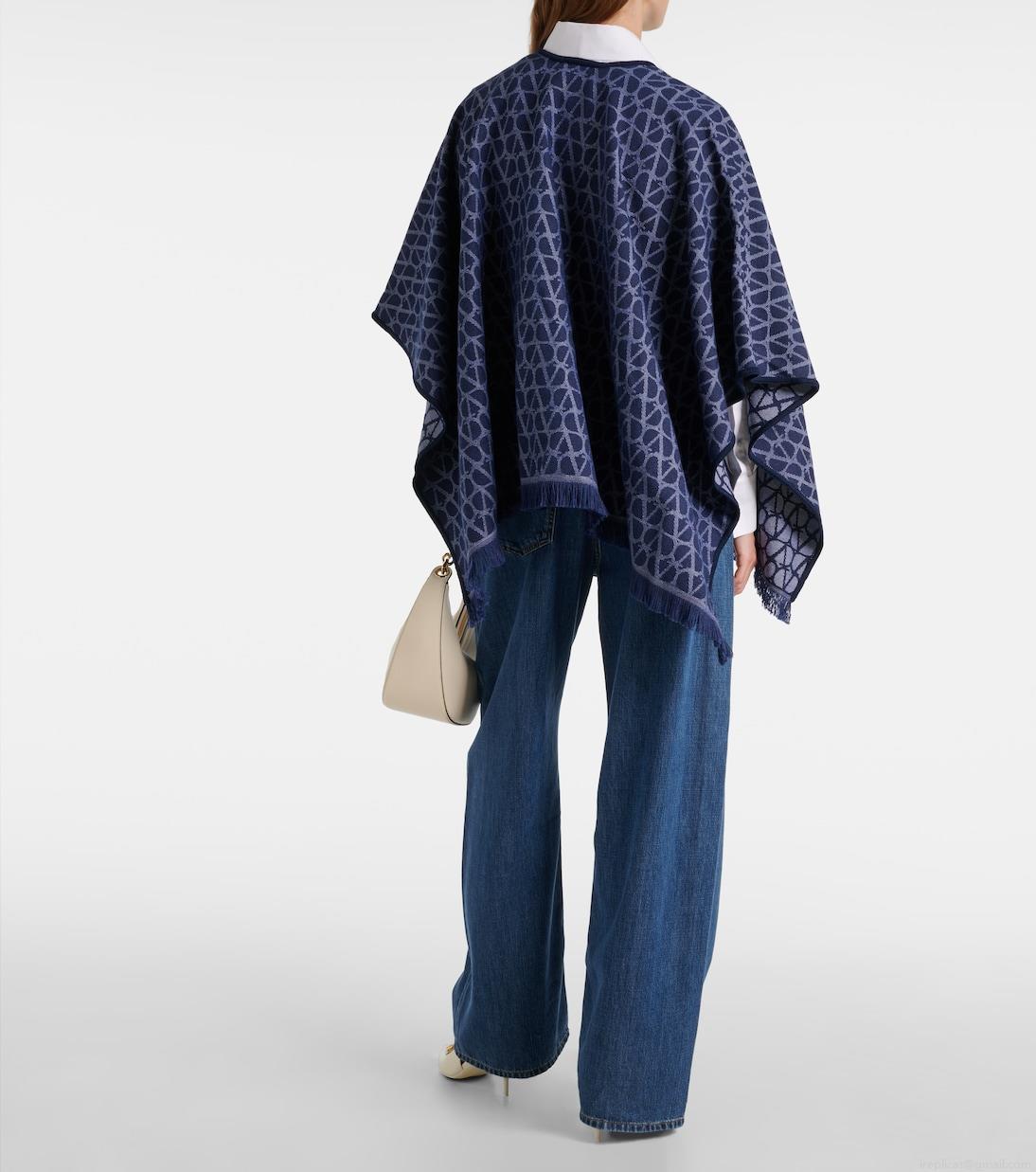 ValentinoToile Iconographe jacquard wool poncho