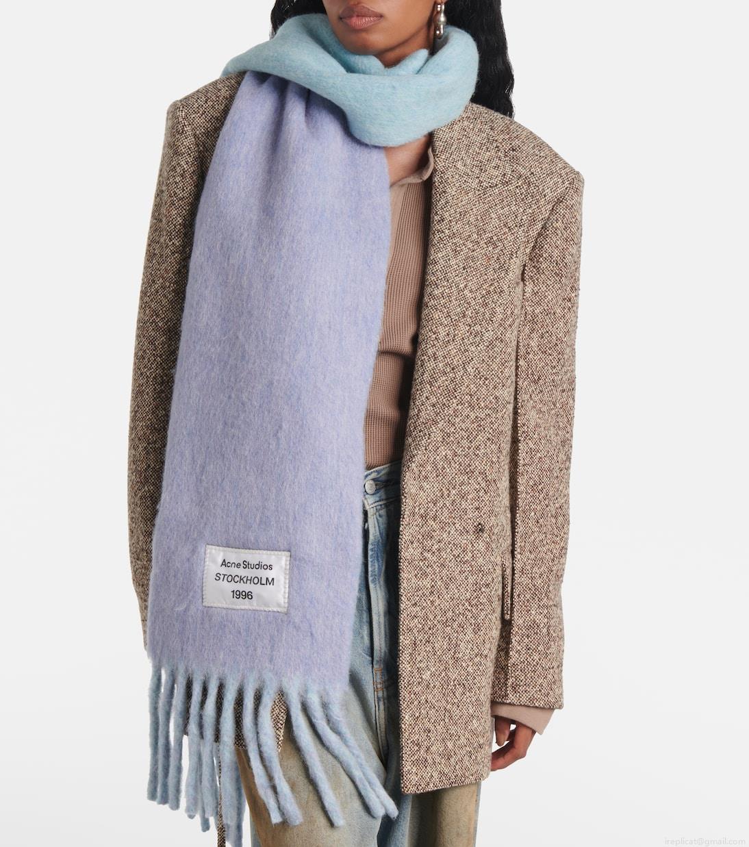 Acne StudiosLogo fringed wool-blend scarf