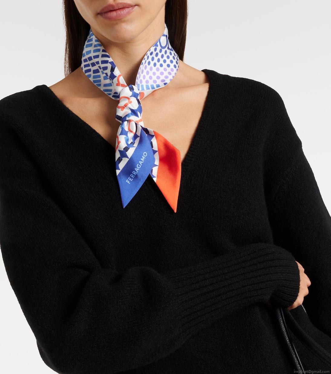 FerragamoGancini printed silk twill scarf