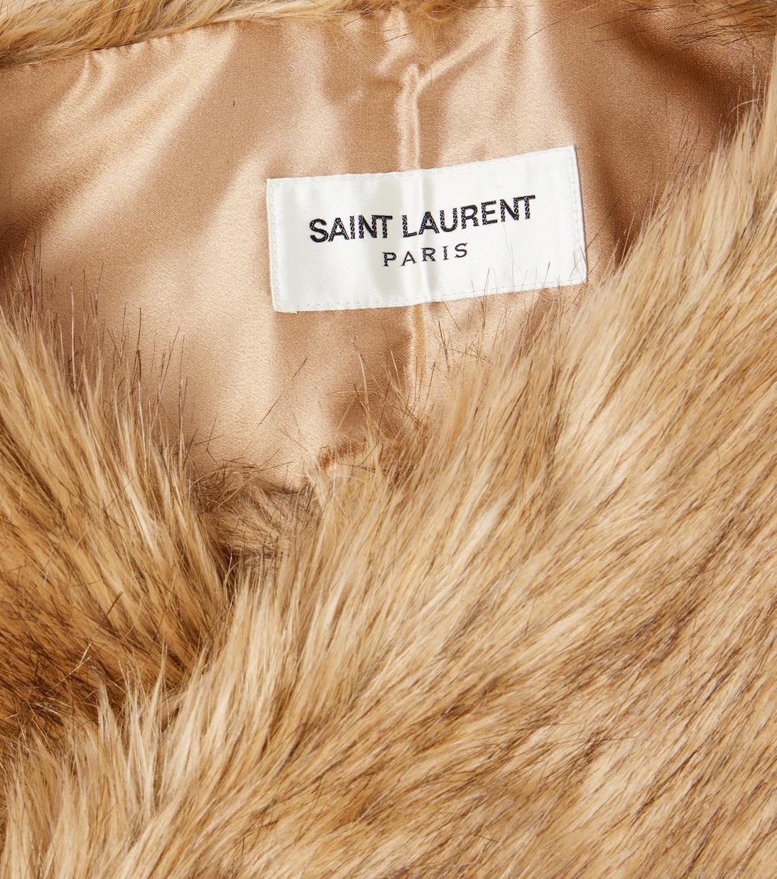 Saint LaurentBow-detail animal-free fur scarf