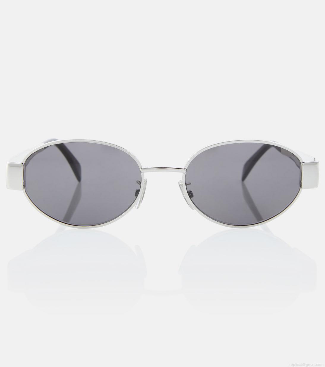 Celine EyewearTriomphe oval metal sunglasses