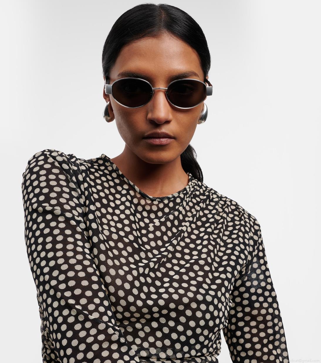 Celine EyewearTriomphe oval metal sunglasses