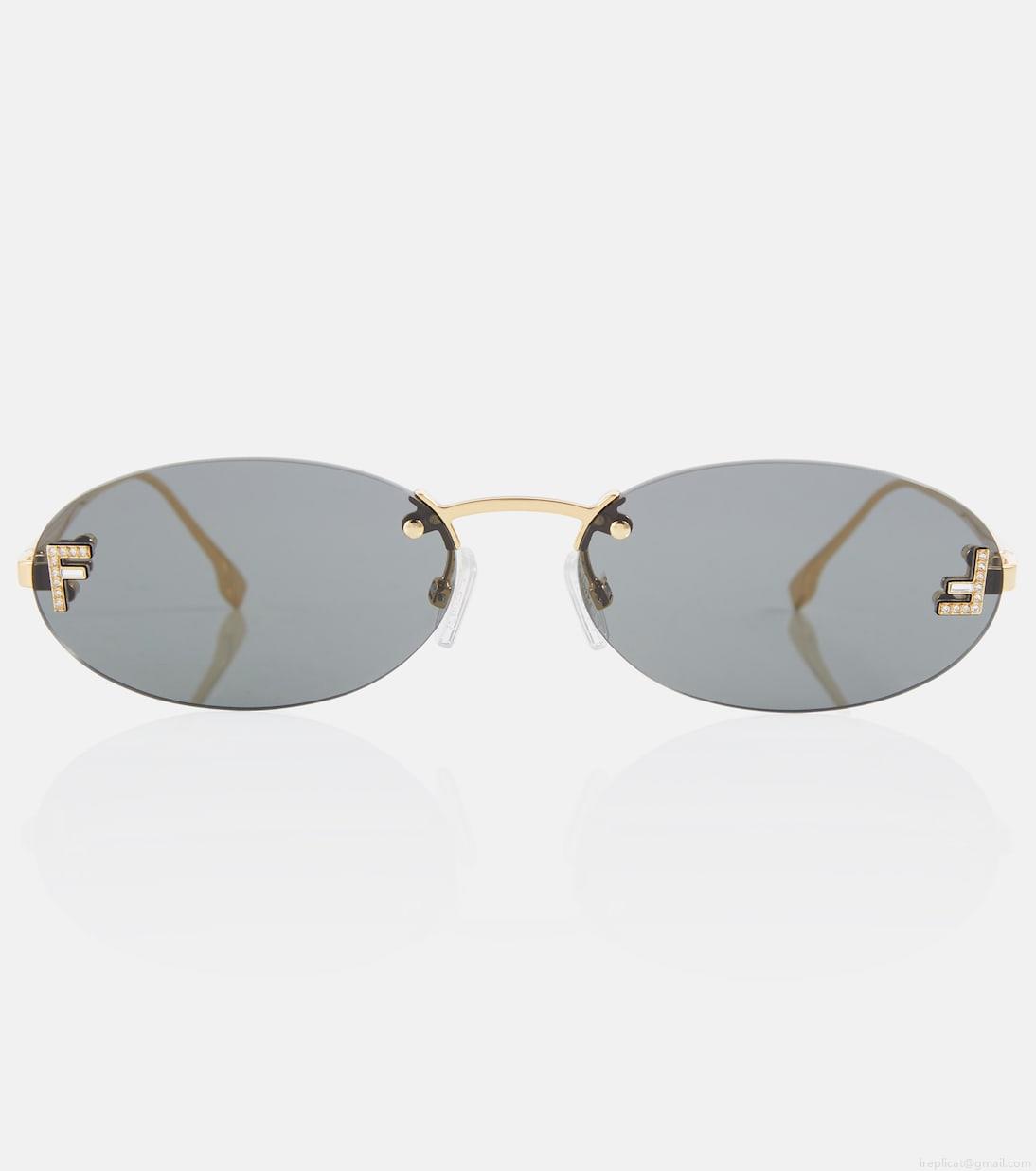 FendiFendi First embellished oval sunglasses