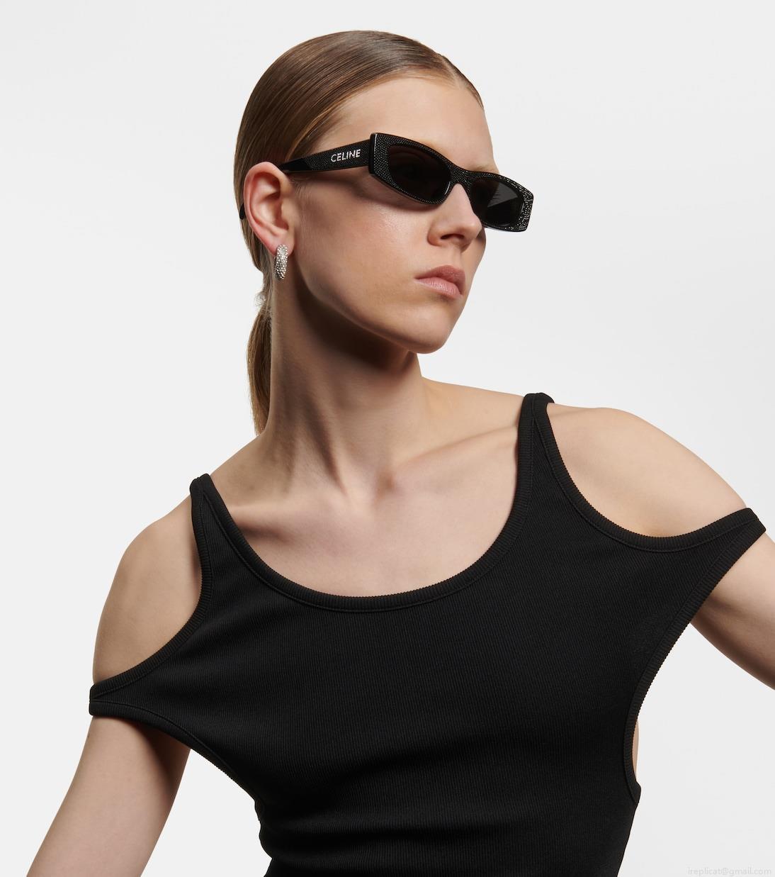 Celine EyewearEmbellished rectangular sunglasses