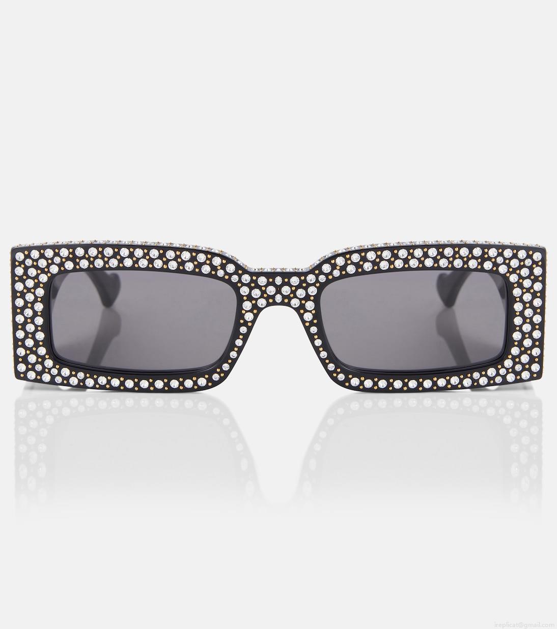 GucciDouble G polka-dot rectangular sunglasses