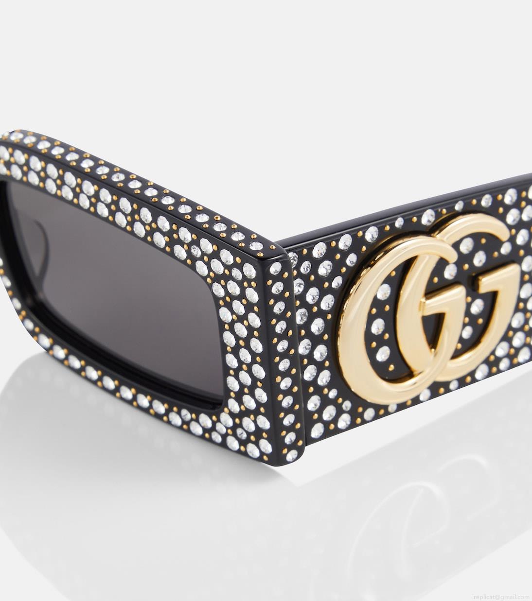 GucciDouble G polka-dot rectangular sunglasses