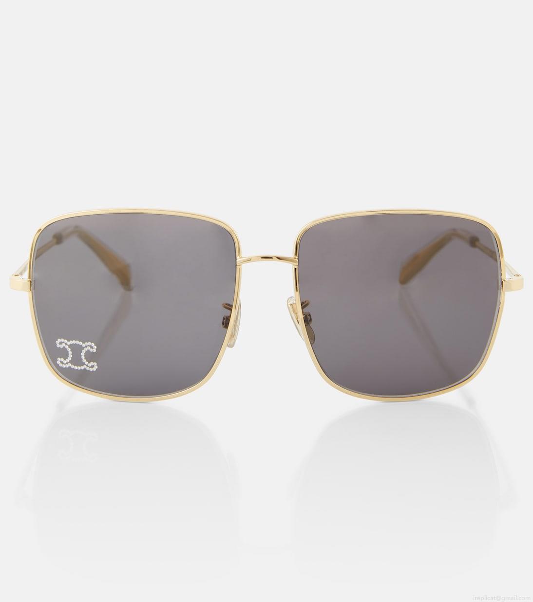 Celine EyewearTriomphe Rhinestone 01 oversized sunglasses